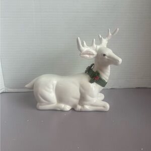 White Ceramic Reindeer Figurine